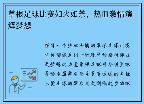 草根足球比赛如火如荼,热血激情演绎梦想